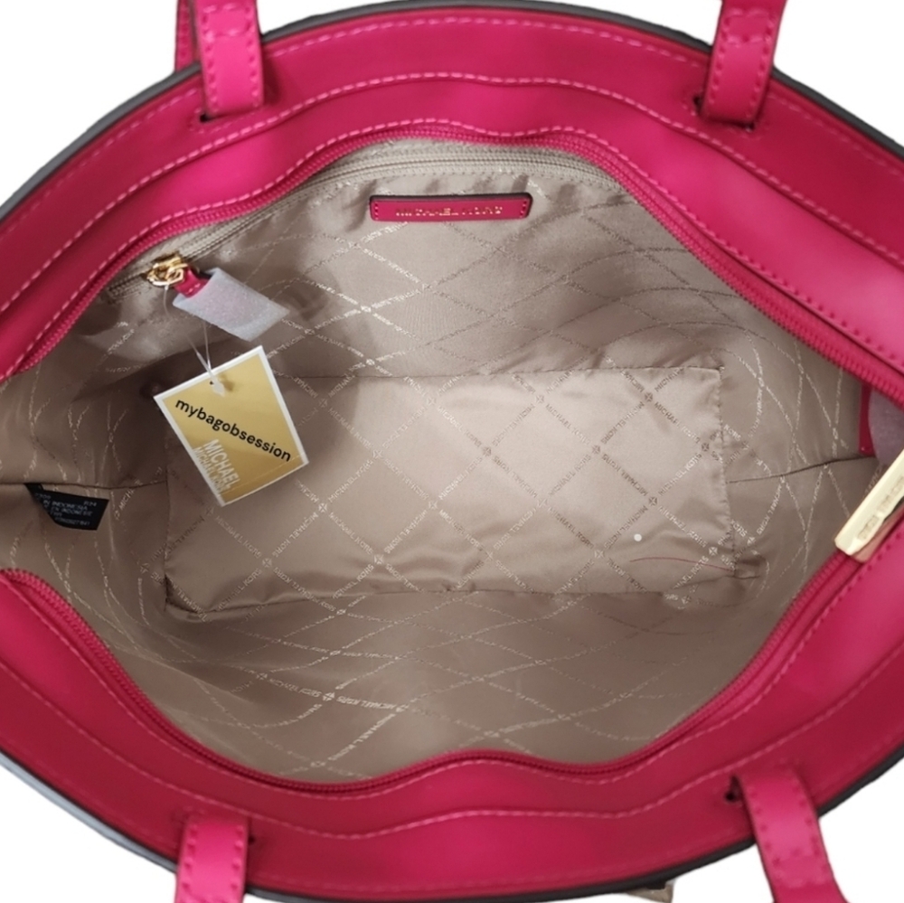 Michael Kors Jet Set Medium Pink & White Tote - Picture 5 of 9